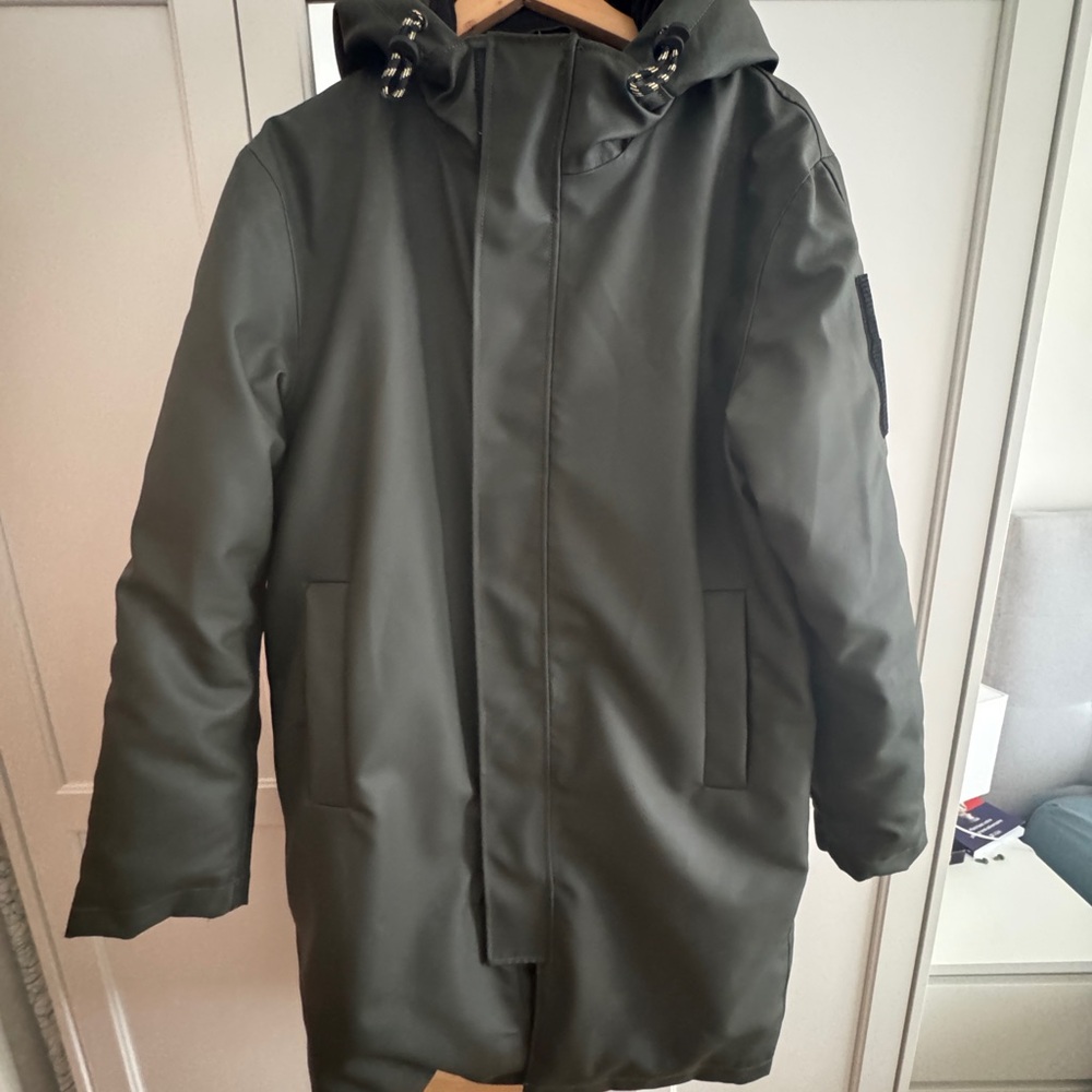 Rains Olive Green Hooded Raincoat